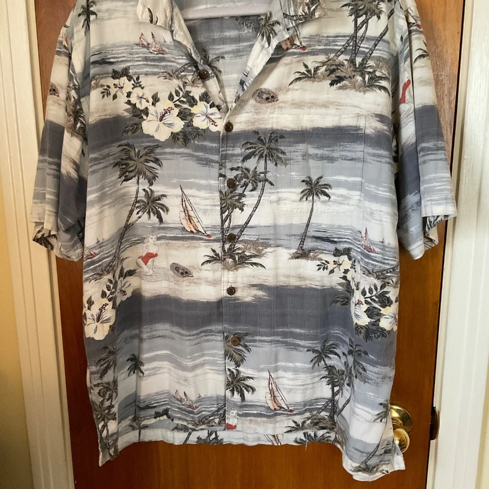 Men's Palm Island Clothing Co Short Sleeved Hawaiian Button Down Shirt Sz L - Picture 4 of 13